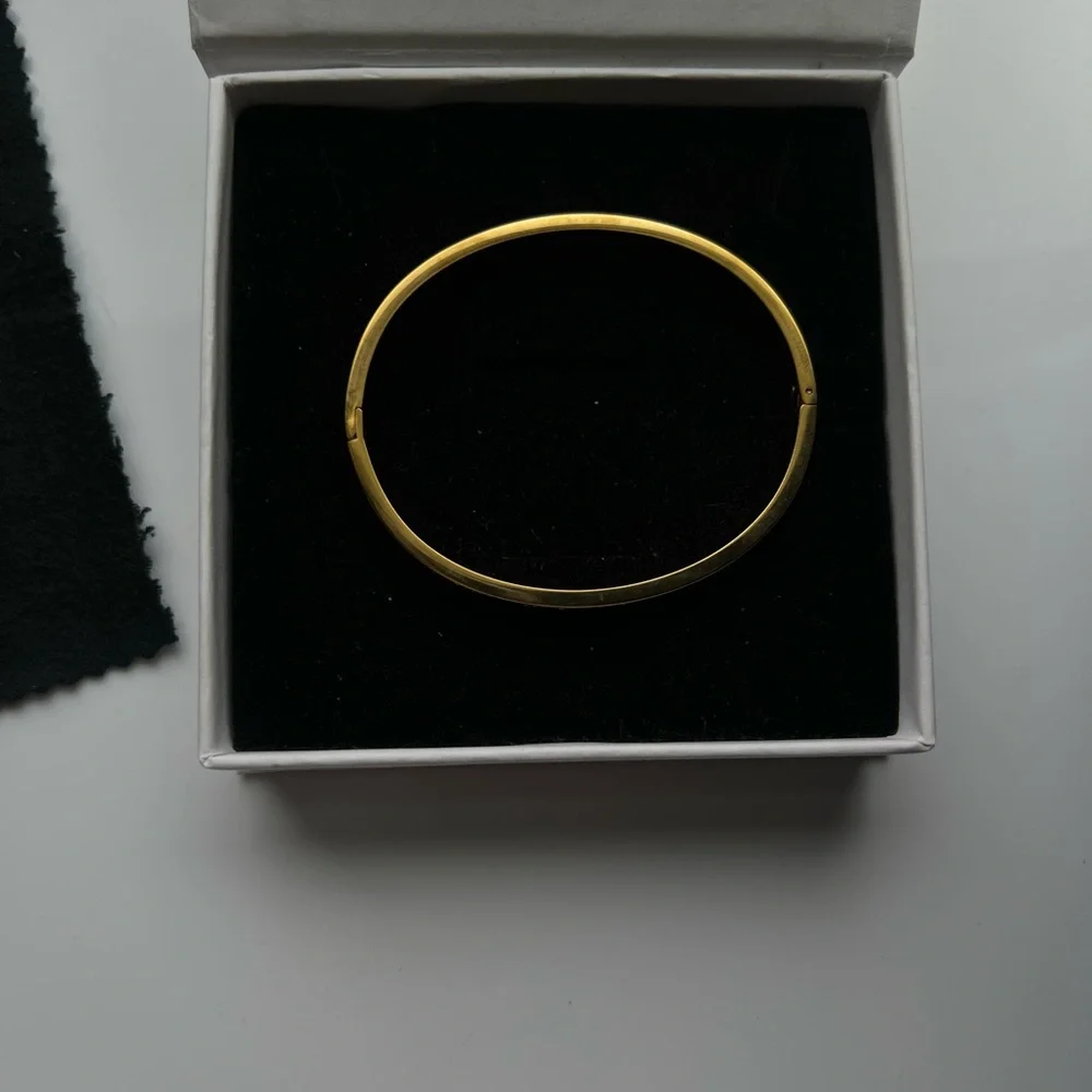 Gold Engraved I love you forever heart waterproof Bangle Bracelet